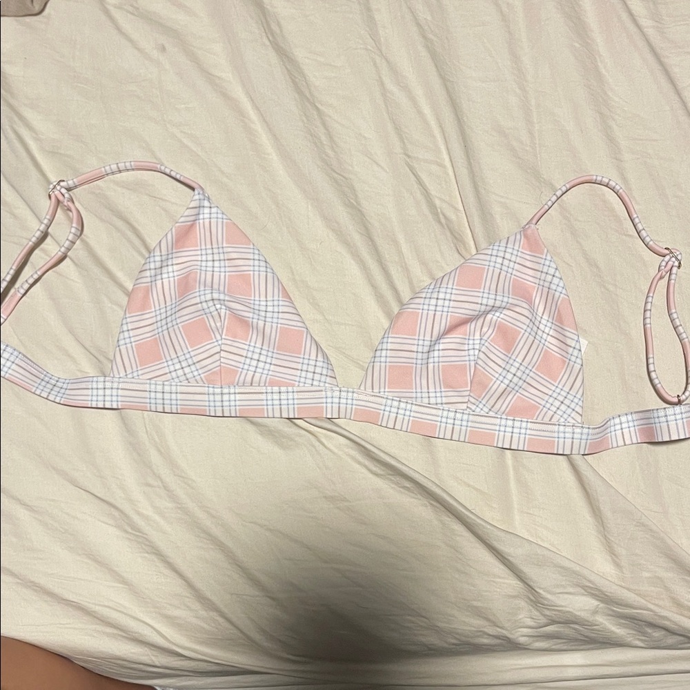 Hollister Pink Plaid Bikini Top